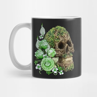 Unique Cool Tree Spirit Skull With Green Flowers Mug